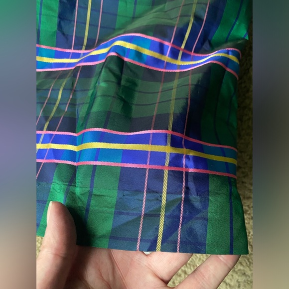 Vintage rare 60/70s Ellen Tracy plaid taffeta wrap long skirt, size medium large - Picture 11 of 16